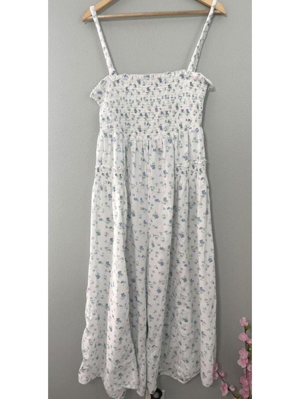 ASOS Design White Floral Cotton Wide Leg Jumpsuit, Women's 14